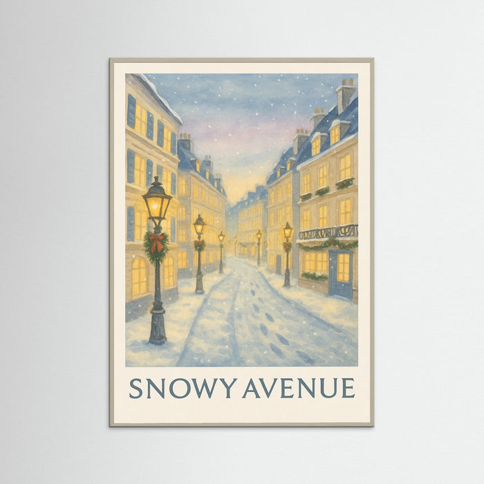 Grey Wood Snowy Avenue