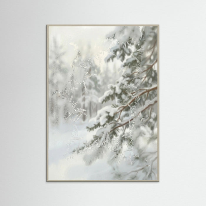 Grey Wood Snowy Pinecones