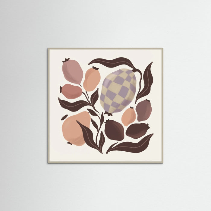 Grey Wood Square Abstract Botanical Harmony
