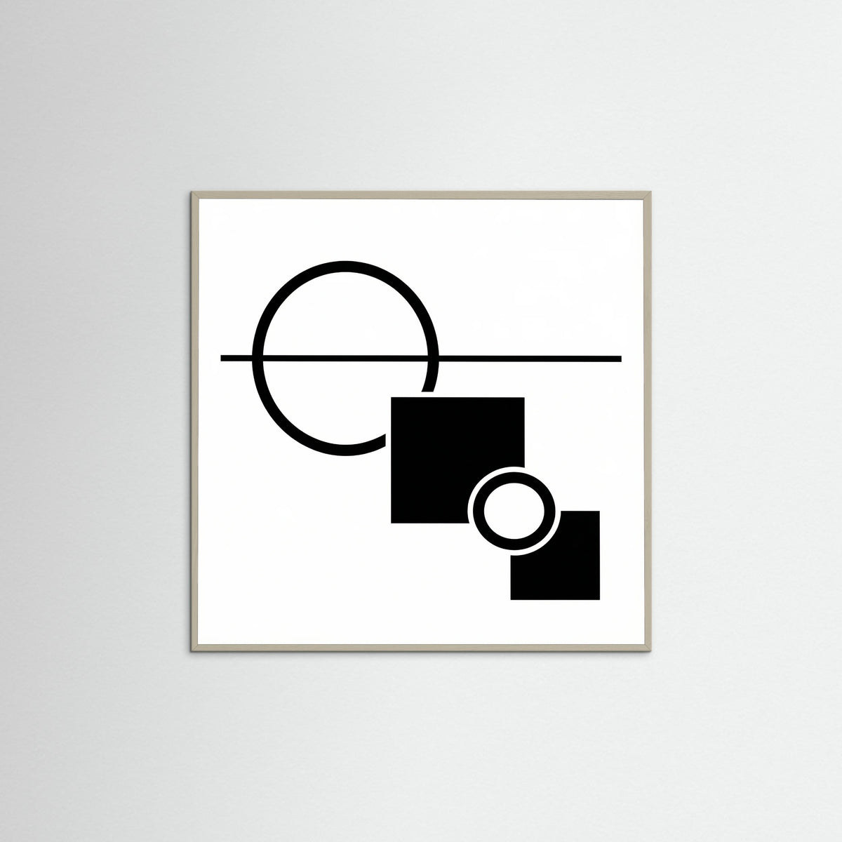 Grey Wood Square Art Print Beige