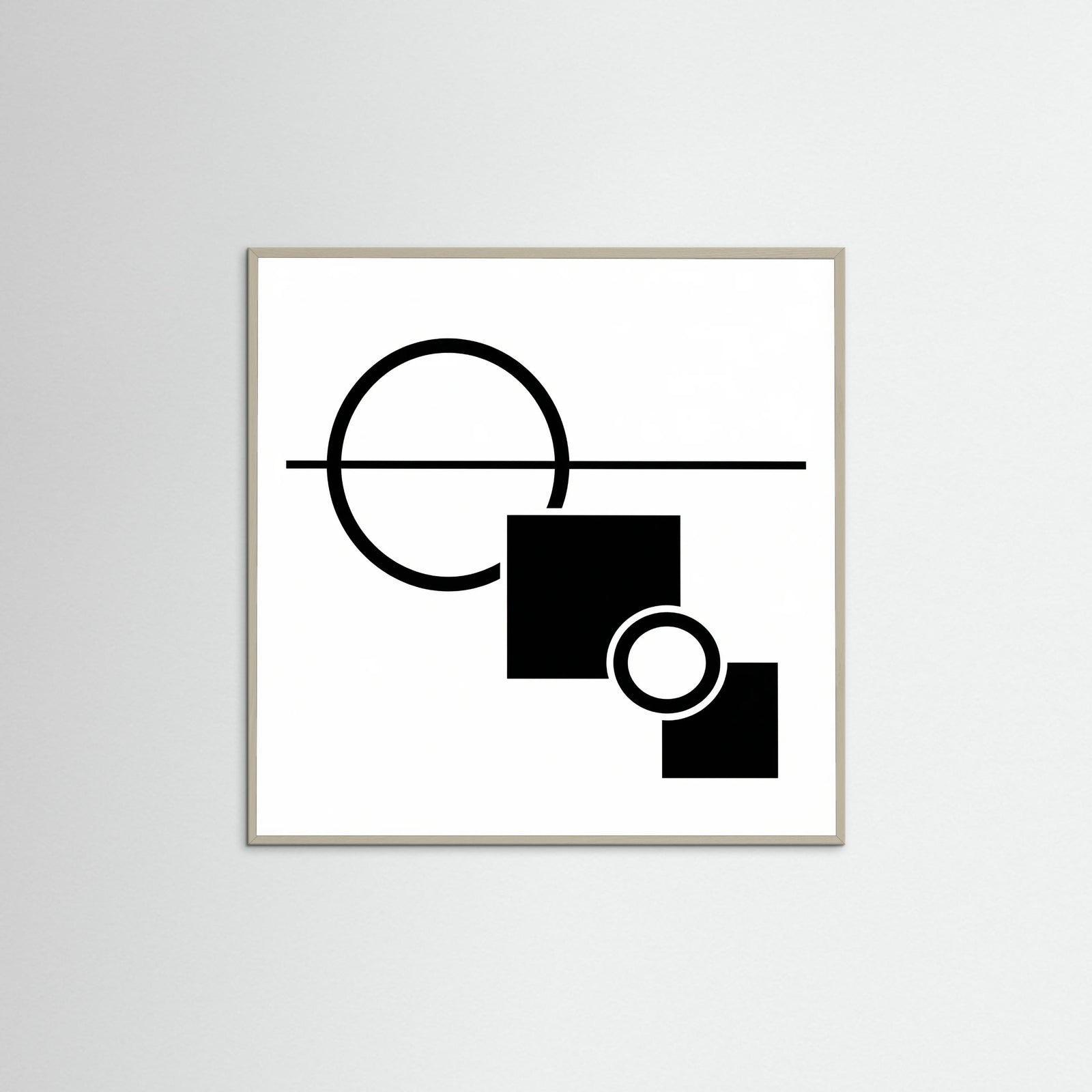 Grey Wood Square Art Print Beige