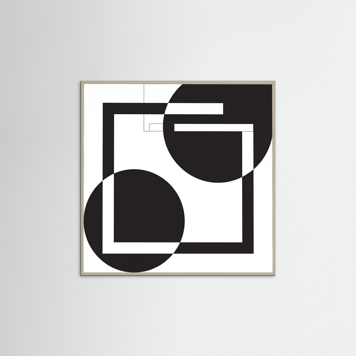 Grey Wood Square Art Print Beige