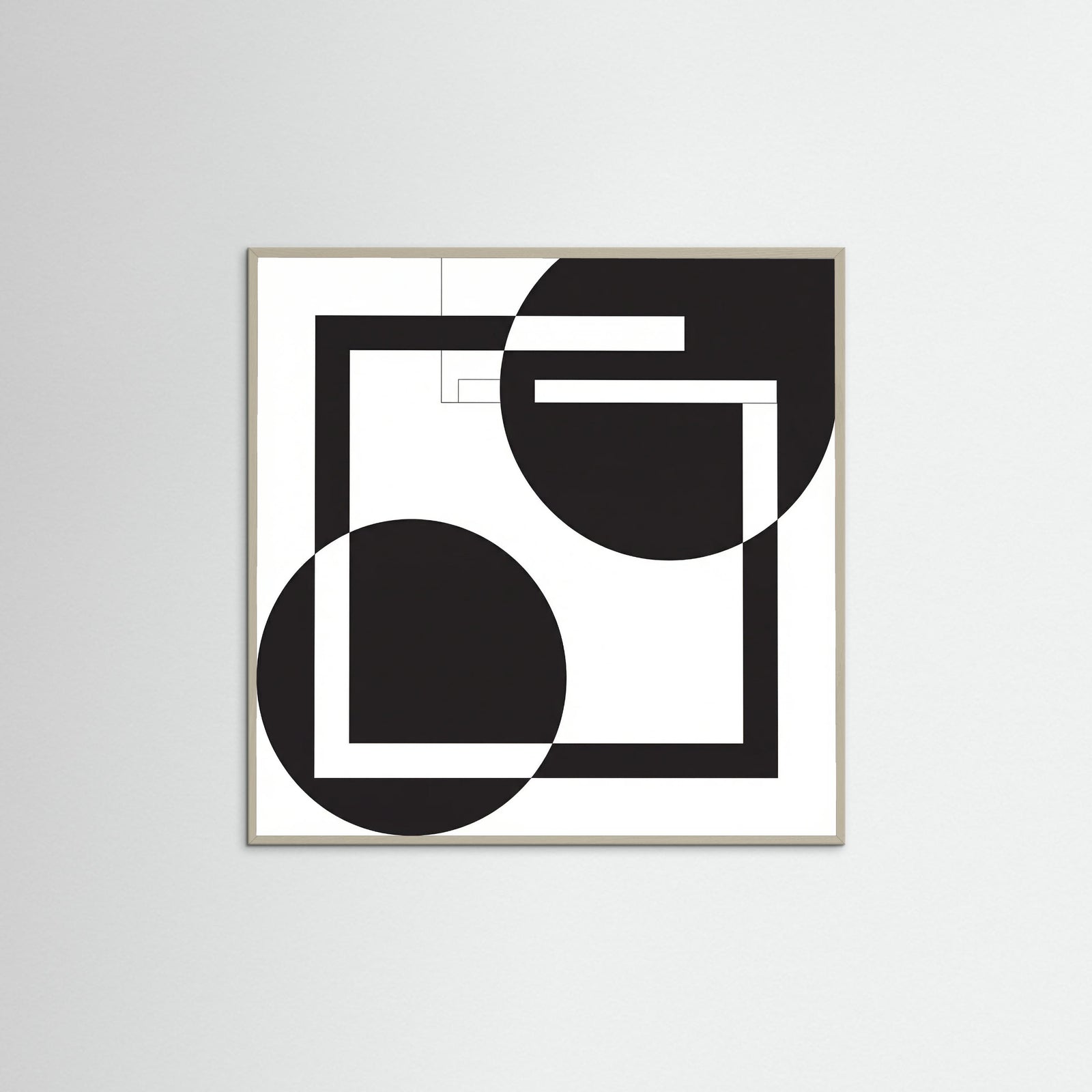 Grey Wood Square Art Print Beige