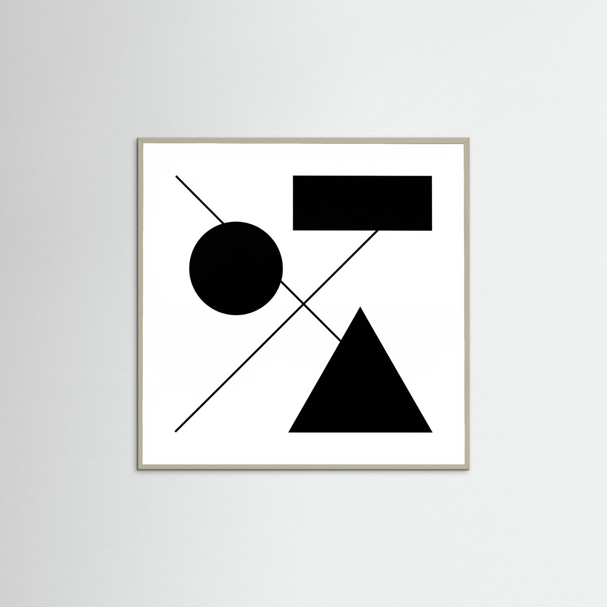 Grey Wood Square Art Print Beige