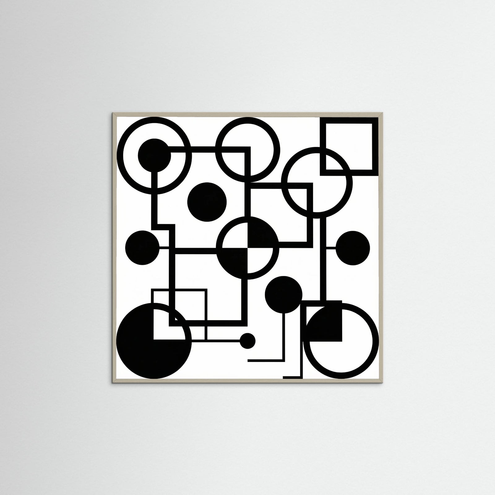 Grey Wood Square Art Print Beige