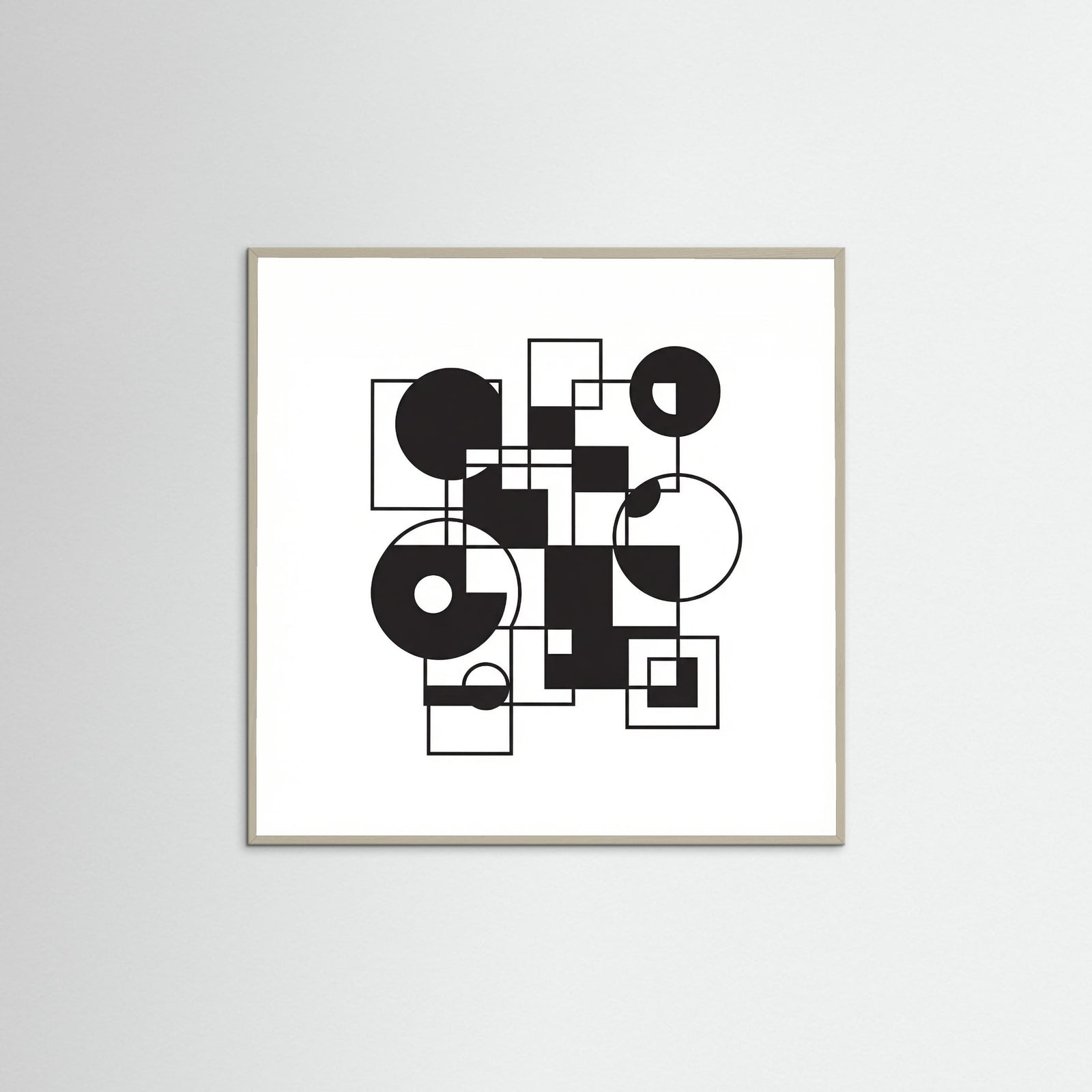 Grey Wood Square Art Print Beige