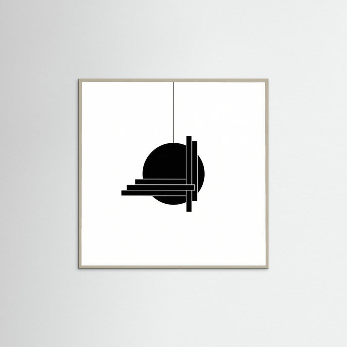 Grey Wood Square Art Print Beige