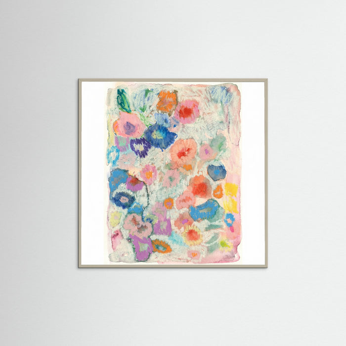 Grey Wood Square Blossom Abstract