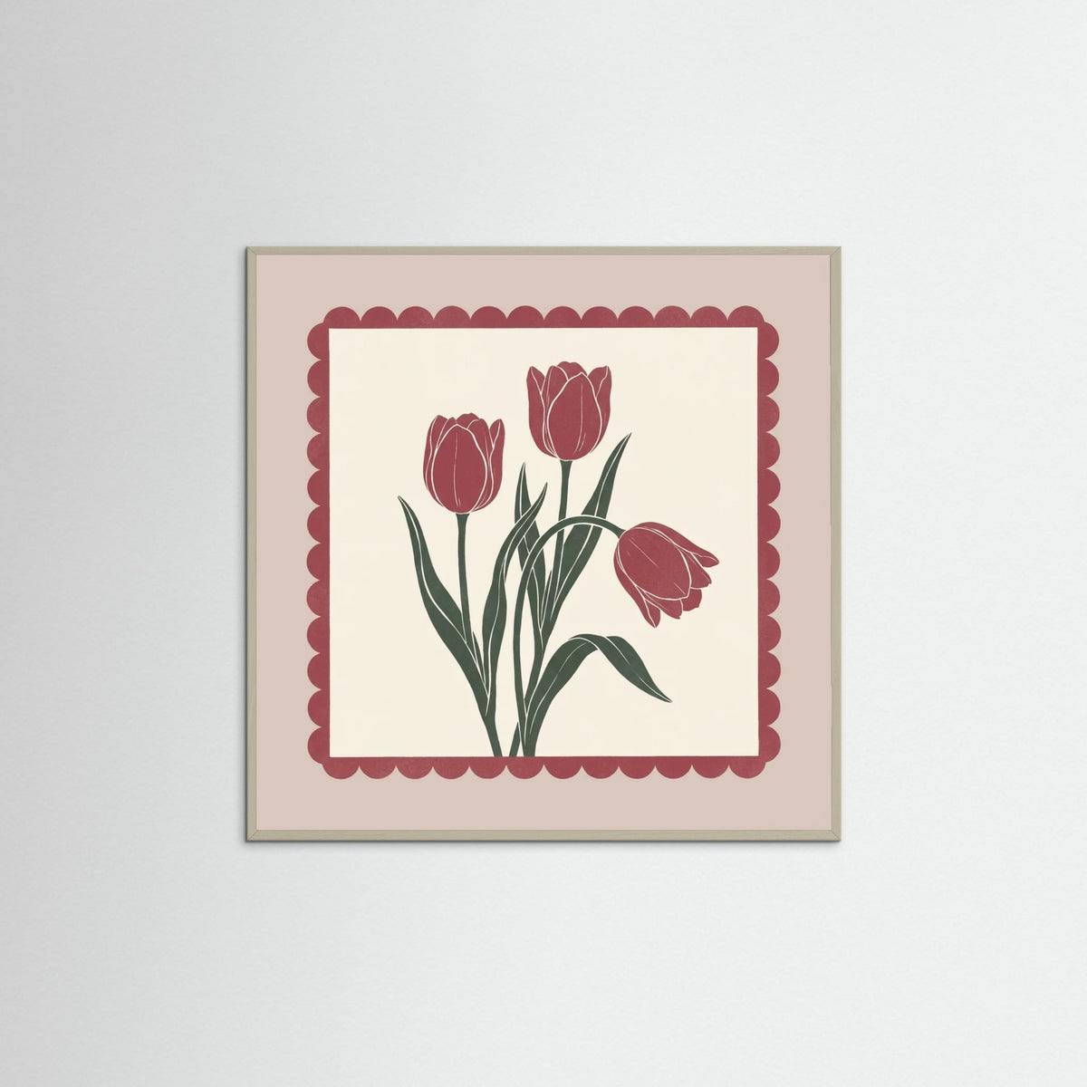 Grey Wood Square Crimson Bloom