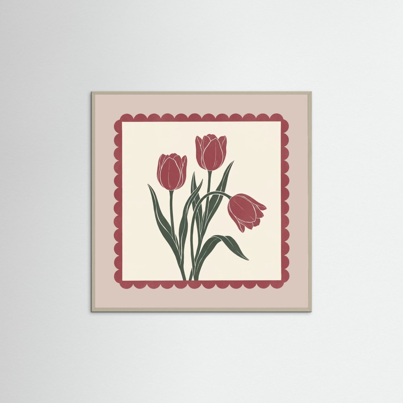Grey Wood Square Crimson Bloom