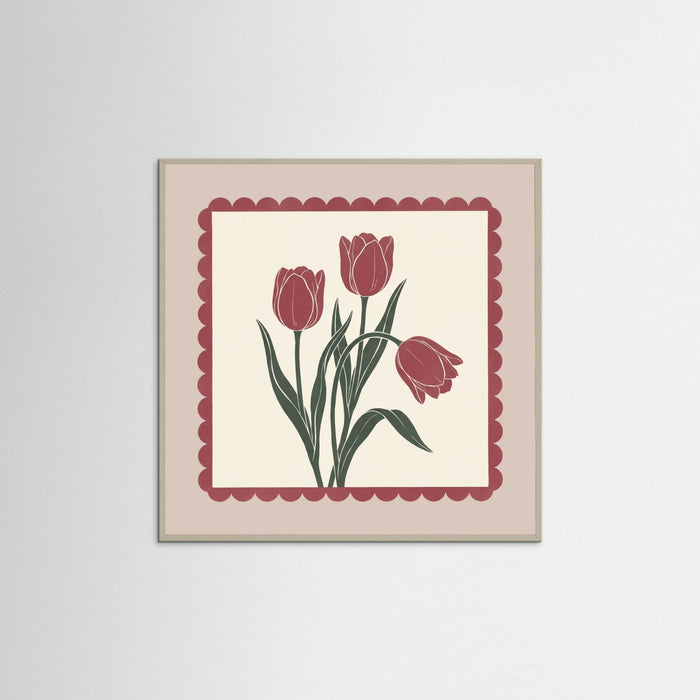 Grey Wood Square Crimson Bloom