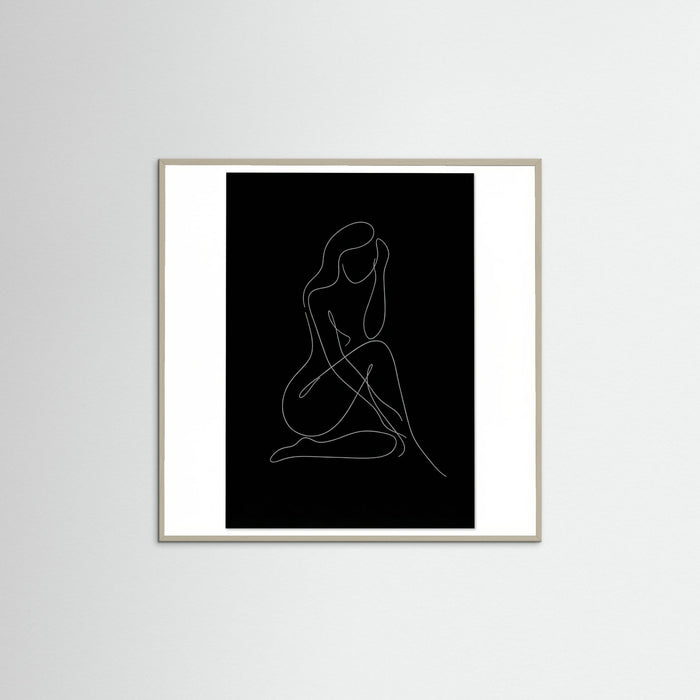Grey Wood Square Fluid Contours Black