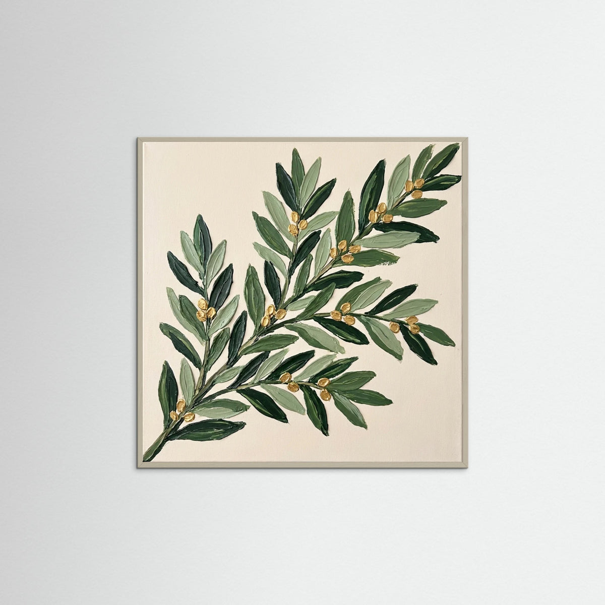 Grey Wood Square Gilded Wreath