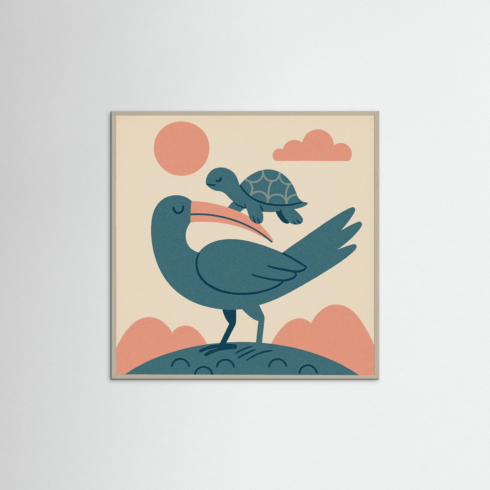 Grey Wood Square Mother Child Cloud