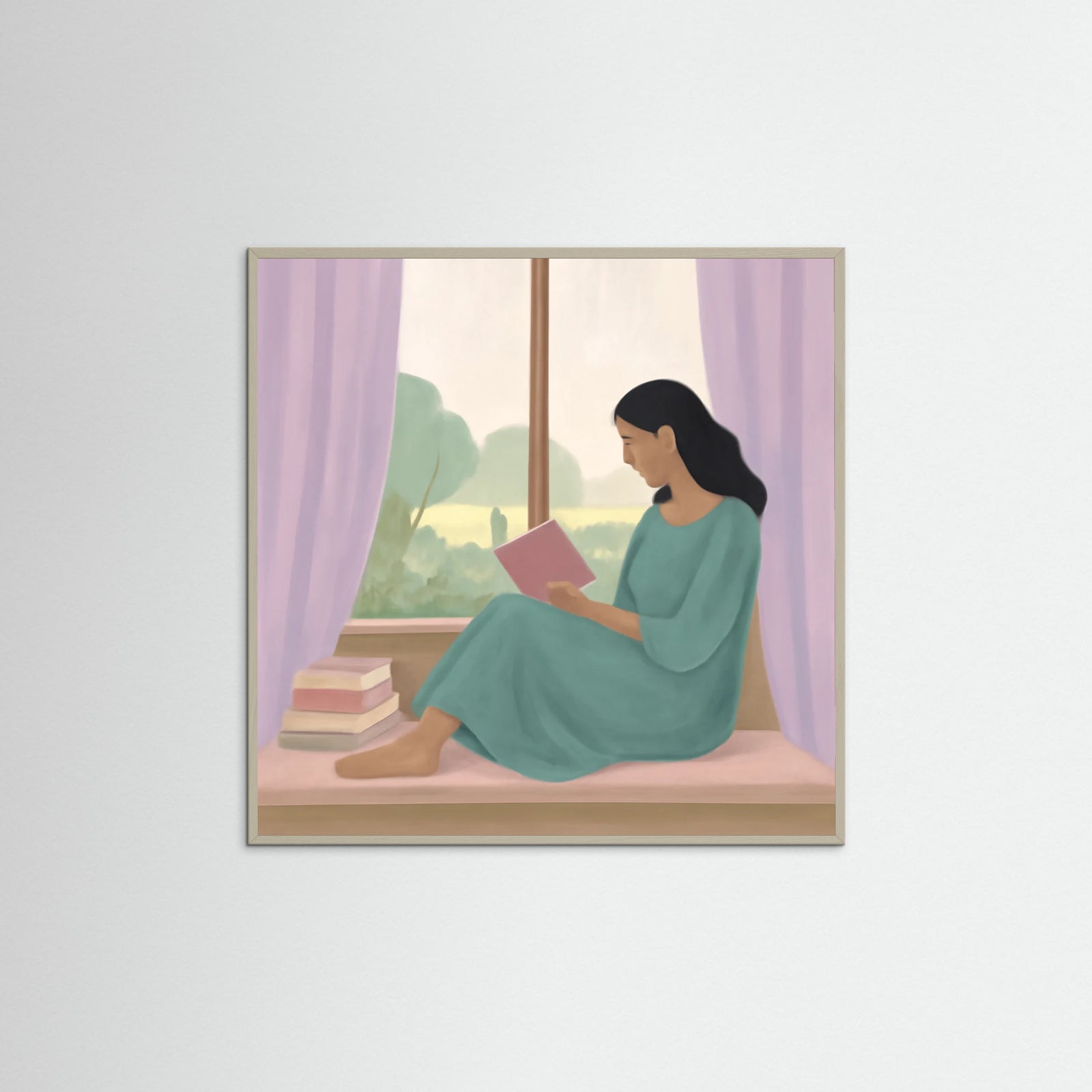 Grey Wood Square Peaceful Reading