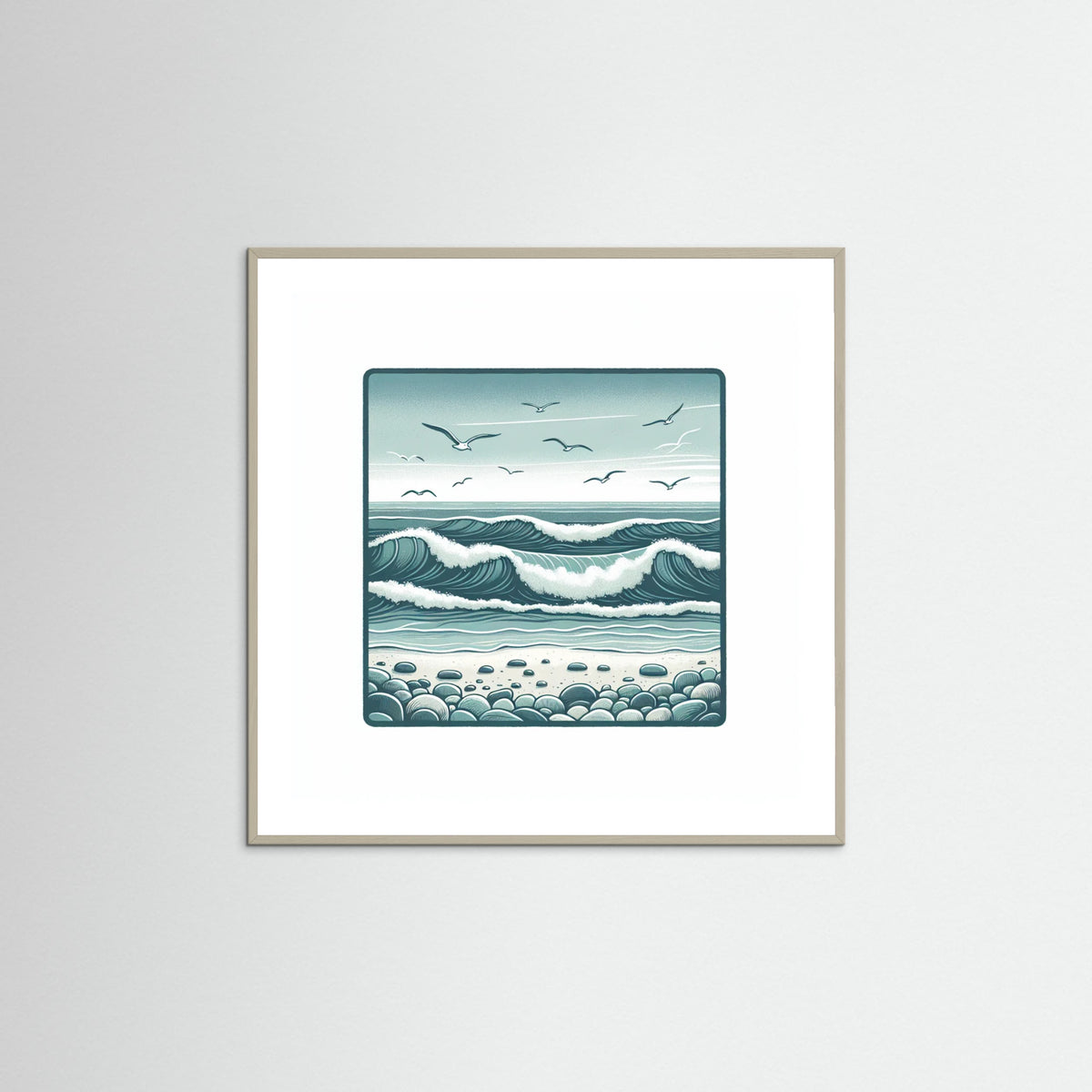 Grey Wood Square Silent Waves
