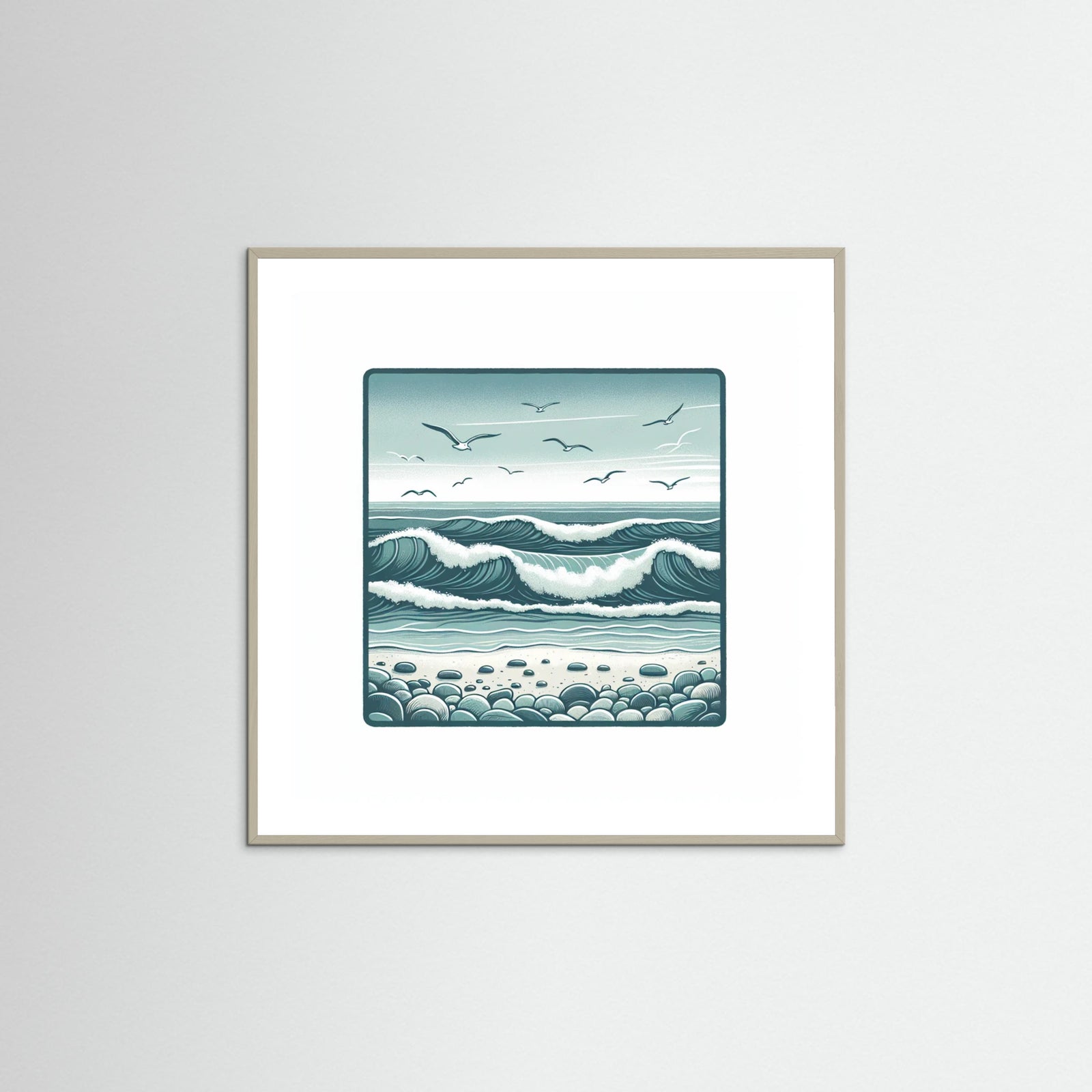 Grey Wood Square Silent Waves