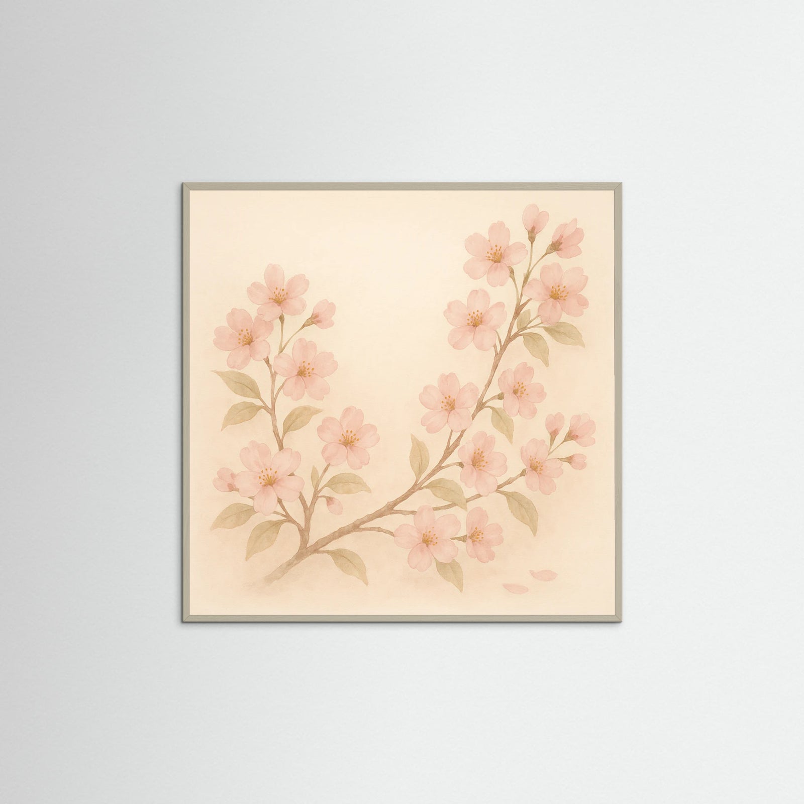 Grey Wood Square Sunlit Blossoms