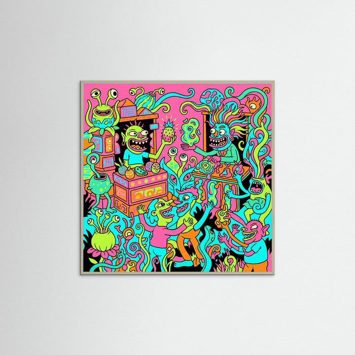 Grey Wood Square Vibrant Chaoscapade