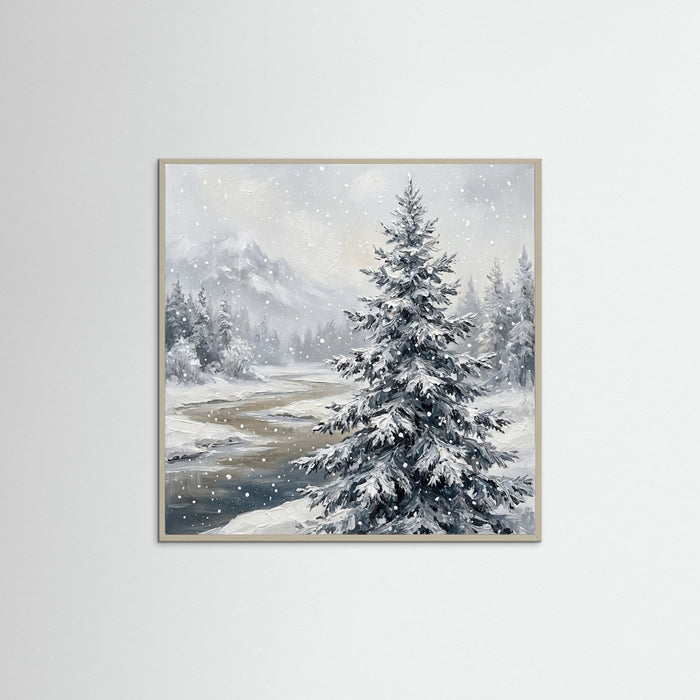 Grey Wood Square Winter Serenity