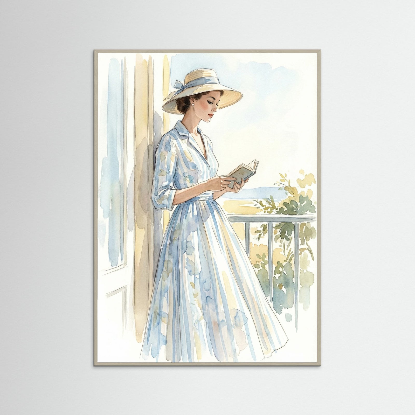 Grey Wood Striped Serenity Blue