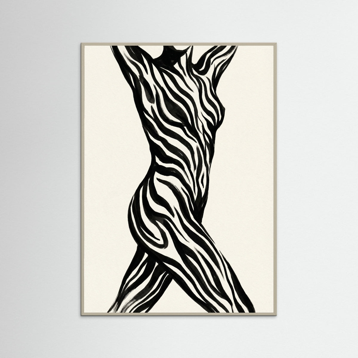 Grey Wood Striped Silhouette Black