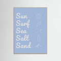 Sun Surf Sea Salt Sand Light Blue Poster – plakat og kunsttryk