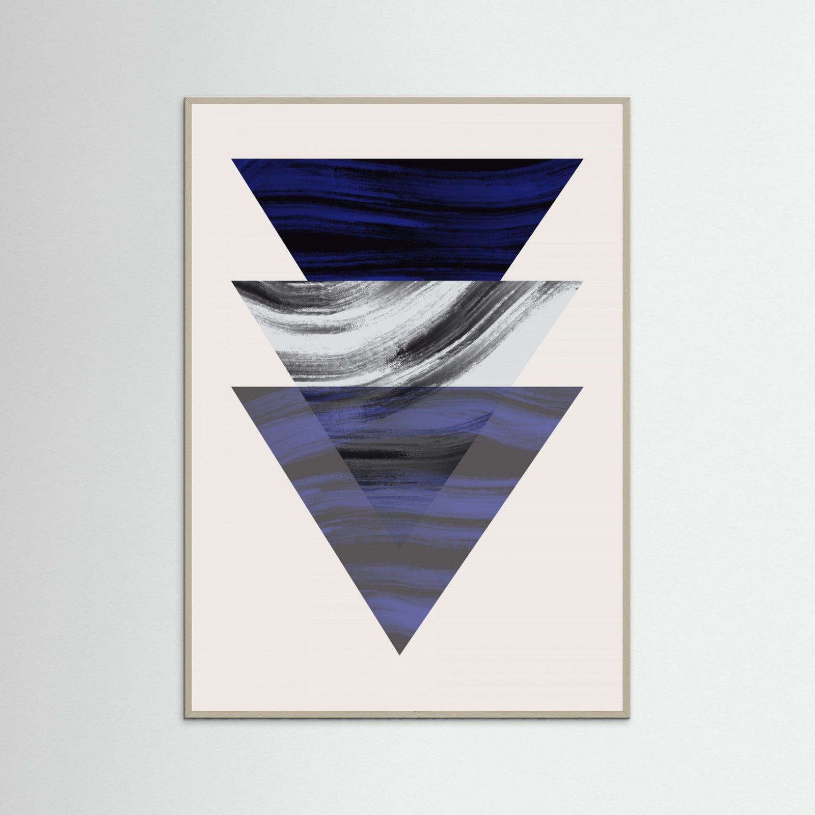 Grey Wood Three Triangular Geometric Poster