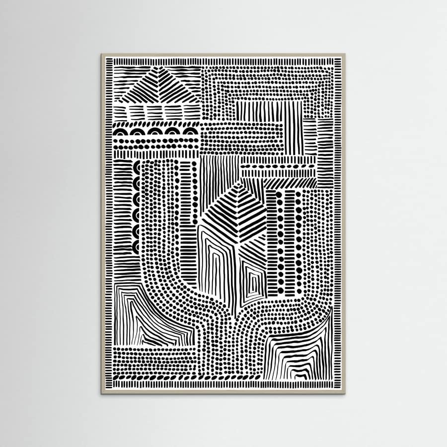 Grey Wood Tribal Abstract Poster