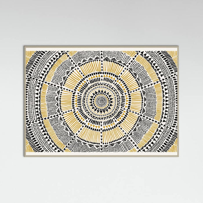 Grey Wood Tribal Sun Poster