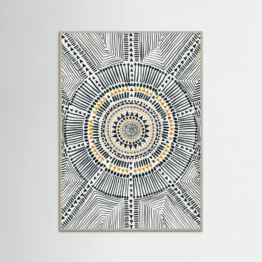 Grey Wood Tribal Sun Poster