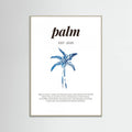 Tropical Palm Tree Poster | Aesthetic Blue Decor with Modern Coastal Style – plakat og kunsttryk
