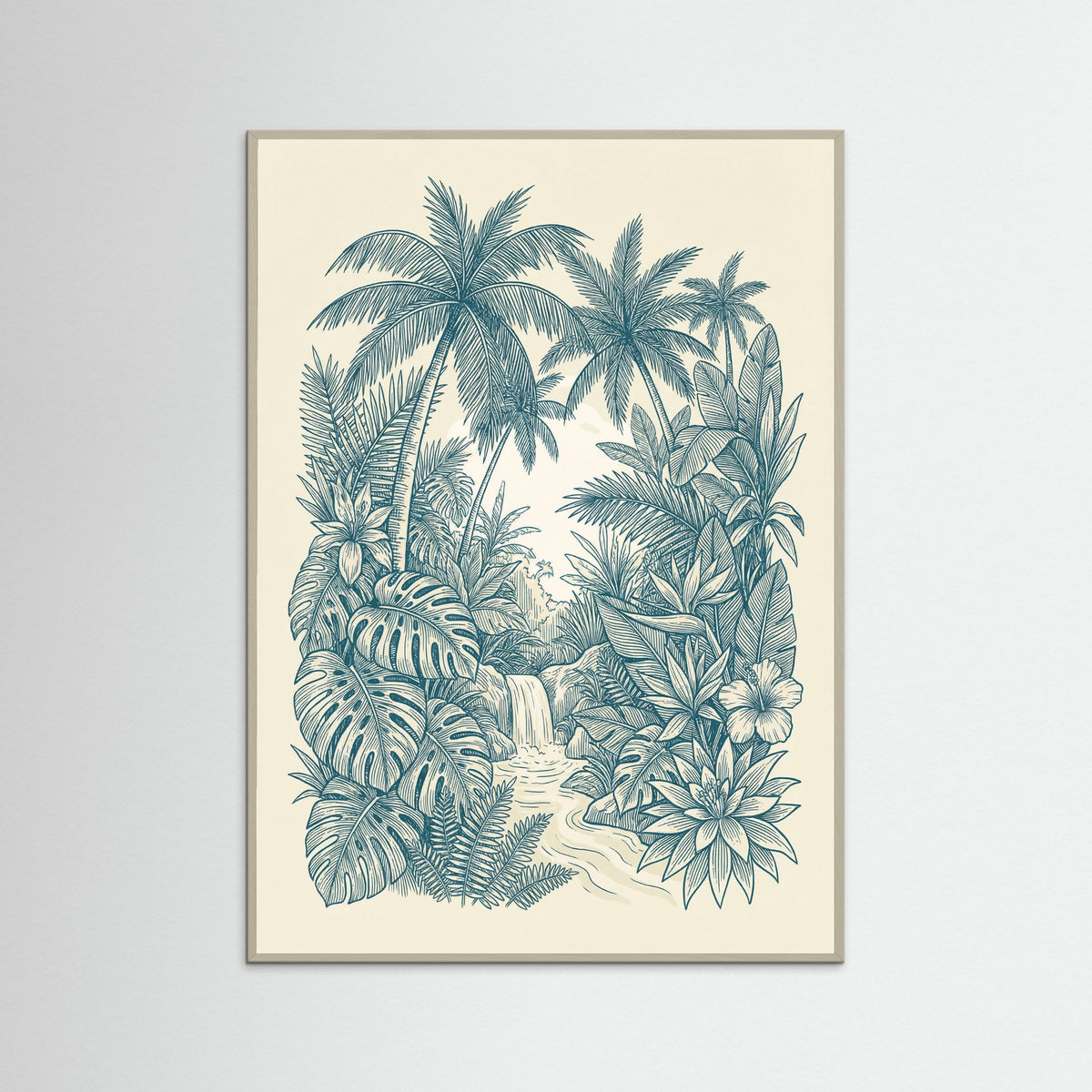 Grey Wood Tropical Wave Pattern