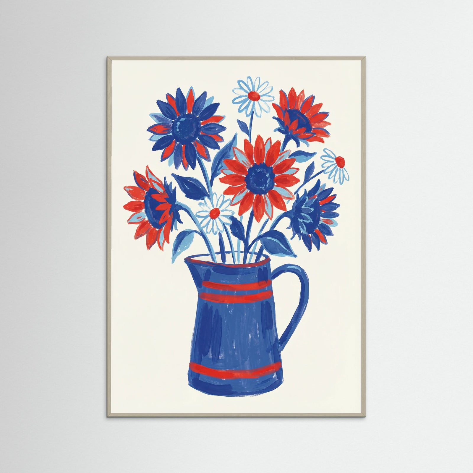 Grey Wood Vibrant Bloom Blue