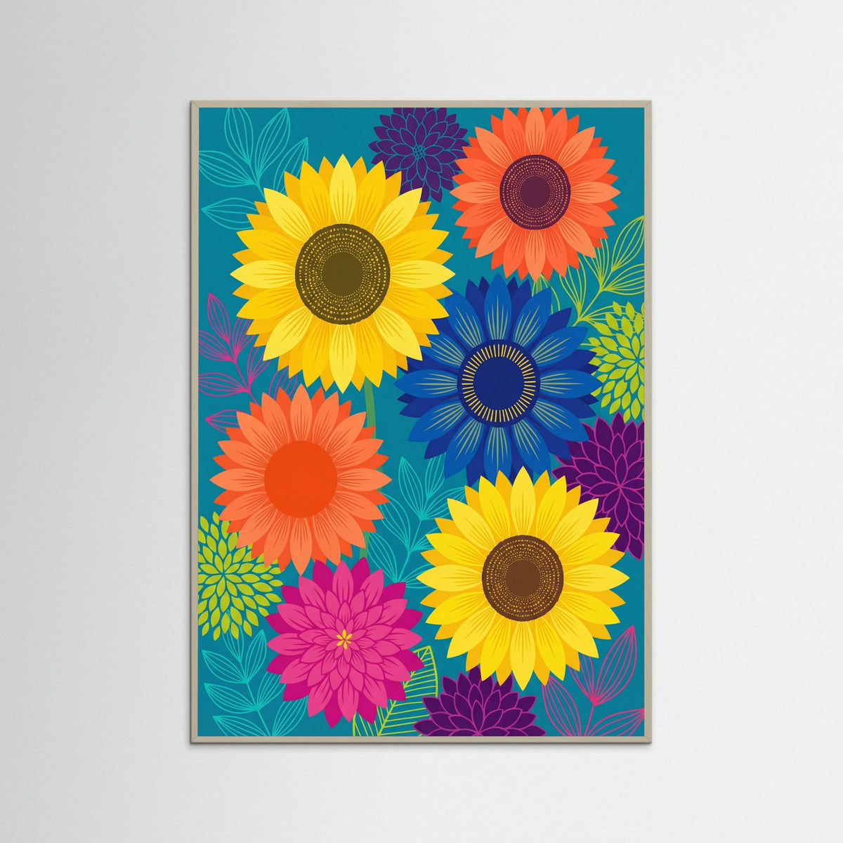 Grey Wood Vibrant Floral Dream