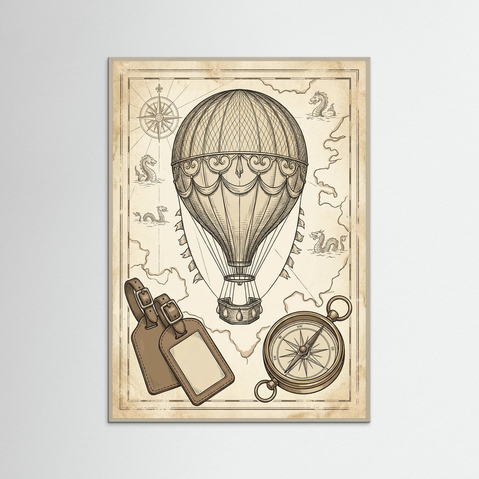 Grey Wood Vintage Travel Elegance