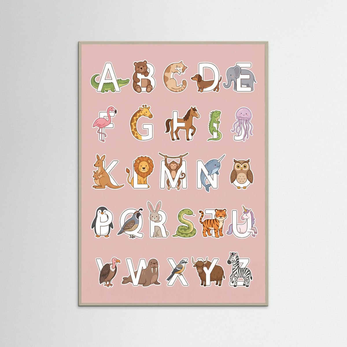 Grey Wood Whimsical Number Animals