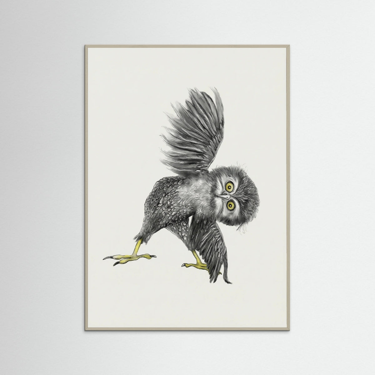 Grey Wood Whimsical Owl Yoga