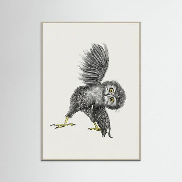 Grey Wood Whimsical Owl Yoga