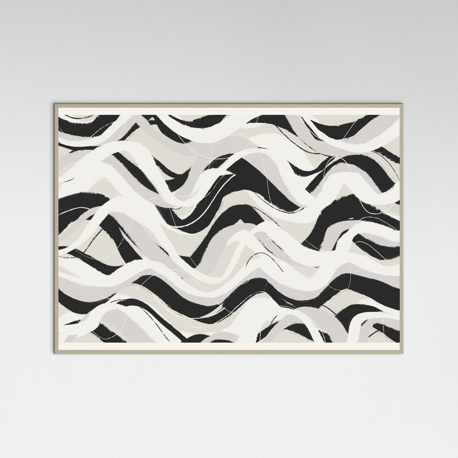 Grey Wood White Black Waves Pattern Square Poster