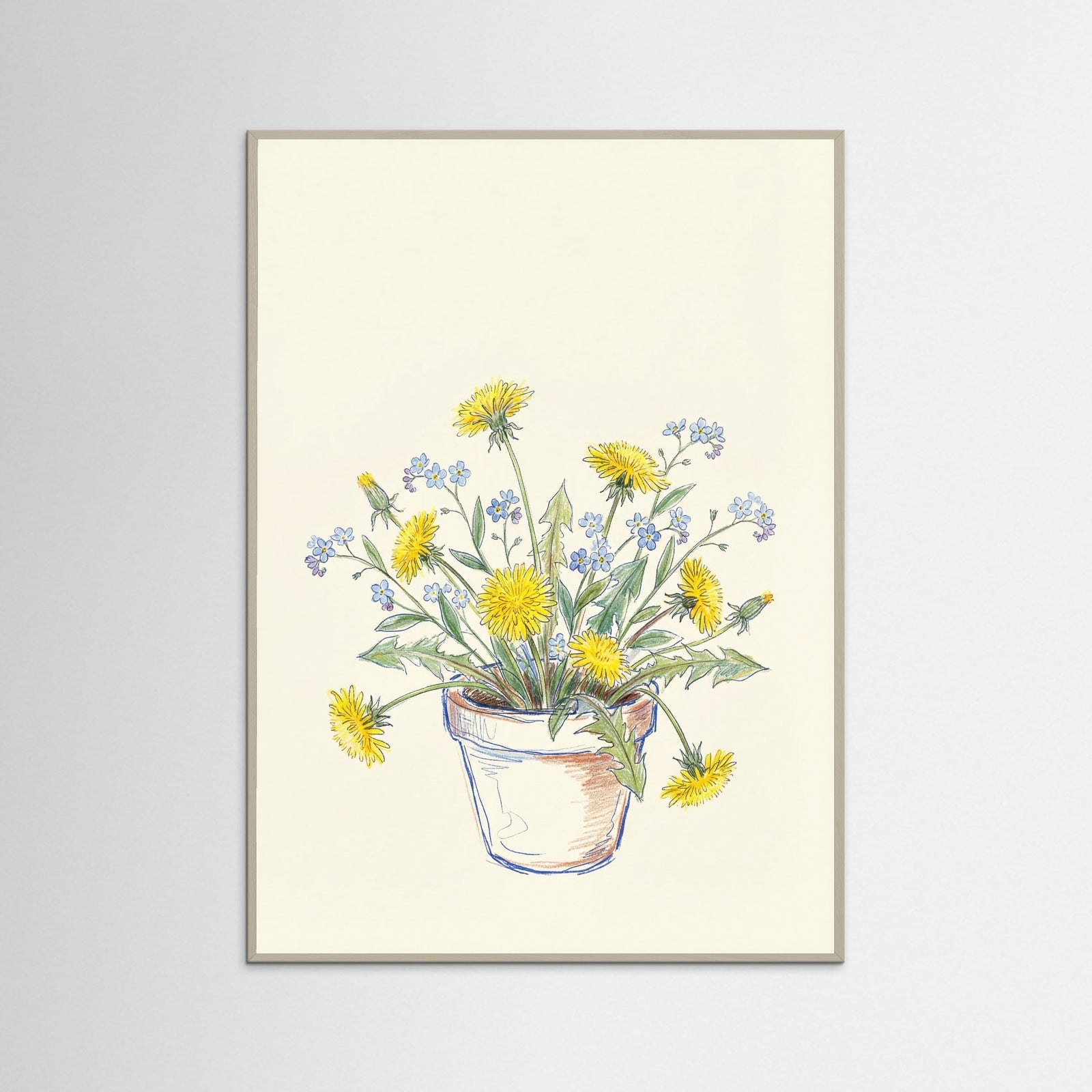 Grey Wood Wildflower Sketch Vase