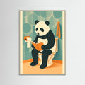 Grey Wood panda On Toilet
