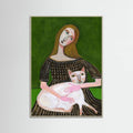vintage lady with white cat Poster – poster and art print
