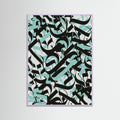 Lilac Wood Abstract Calligraphy In Blue Poster
