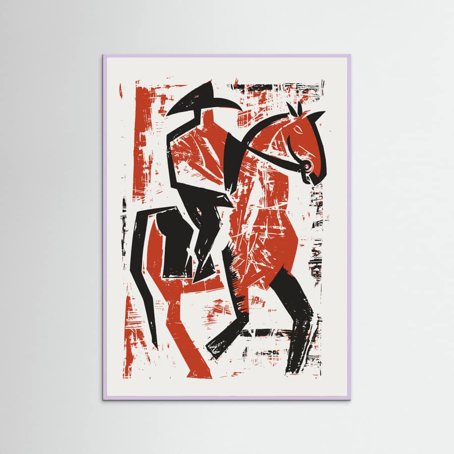 Lilac Wood Abstract Horse Rider Poster