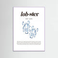 Póster Blue Lobster Poster | Minimalist Coastal Art with Seafood Illustration – póster e impresión artística