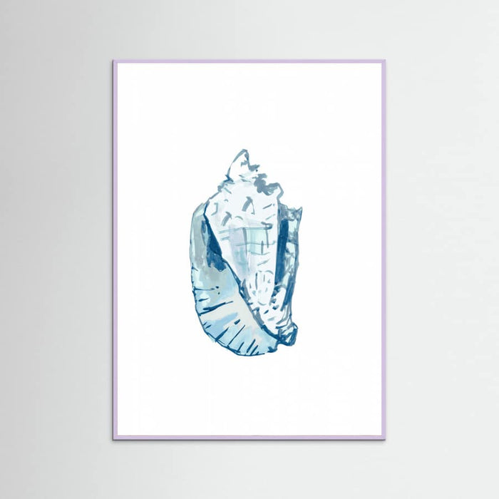 Blue Seashell On White Background No6 Poster – plakat og kunsttryk