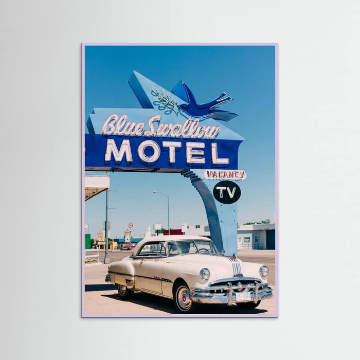 Lilac Wood Blue Swallow Motel Poster