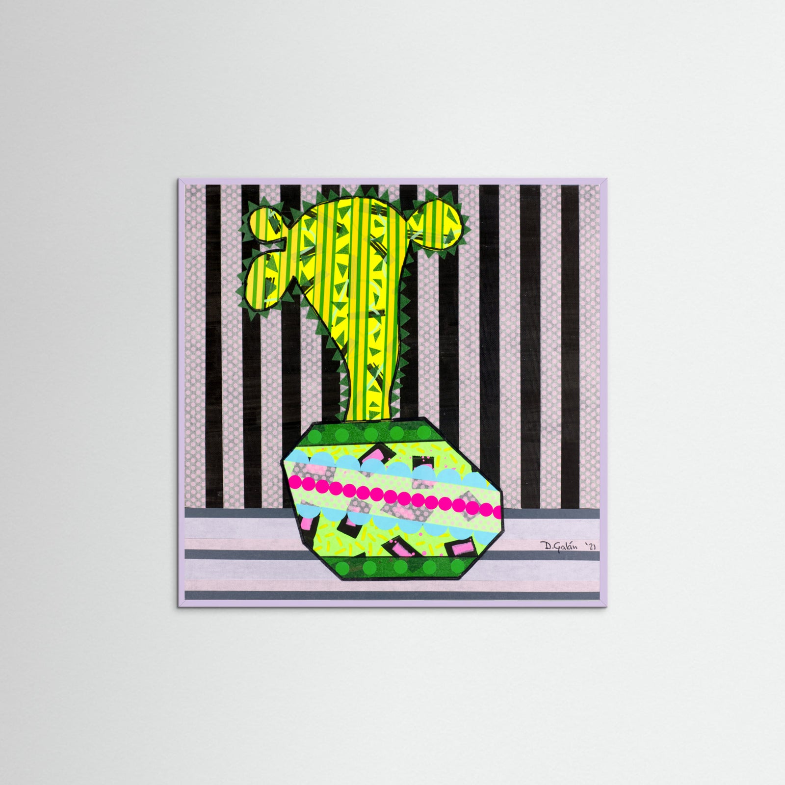 Lilac Wood Cactus In a Green Pot Poster