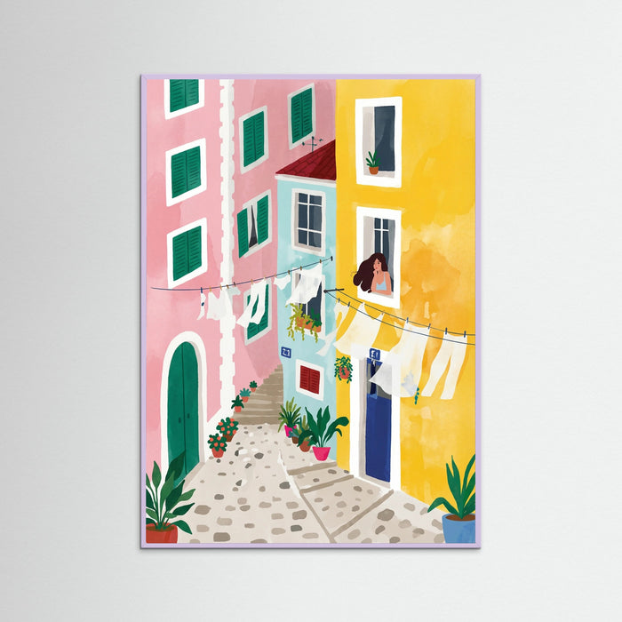 Colorful Village Alley – plakat og kunsttryk